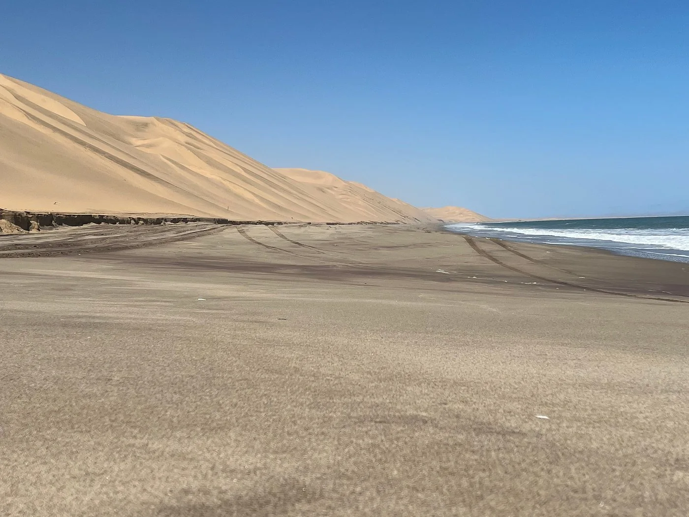 Sand dunes alongside the Atlantic shoreline
