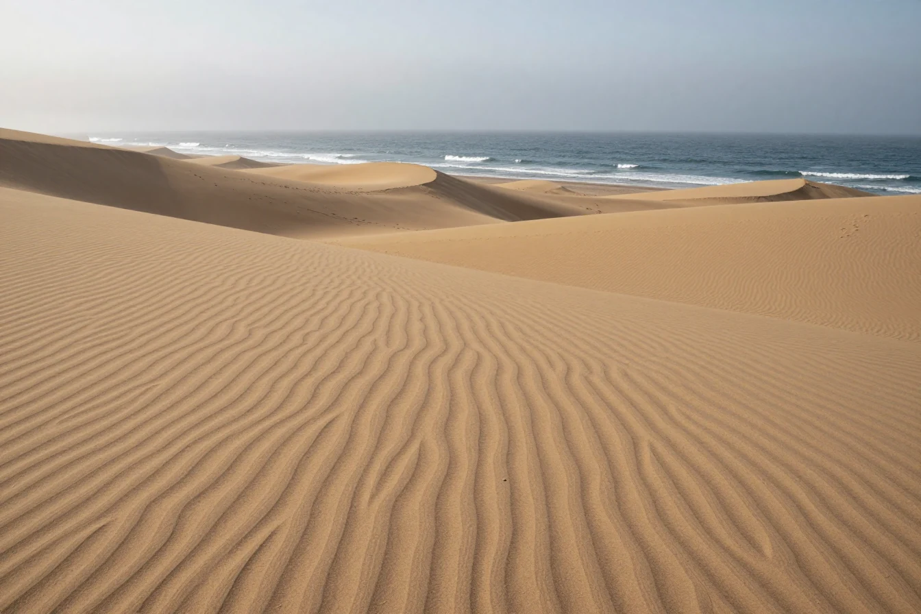 Generated nature study of pristine coastal dunes meeting Atlantic surf